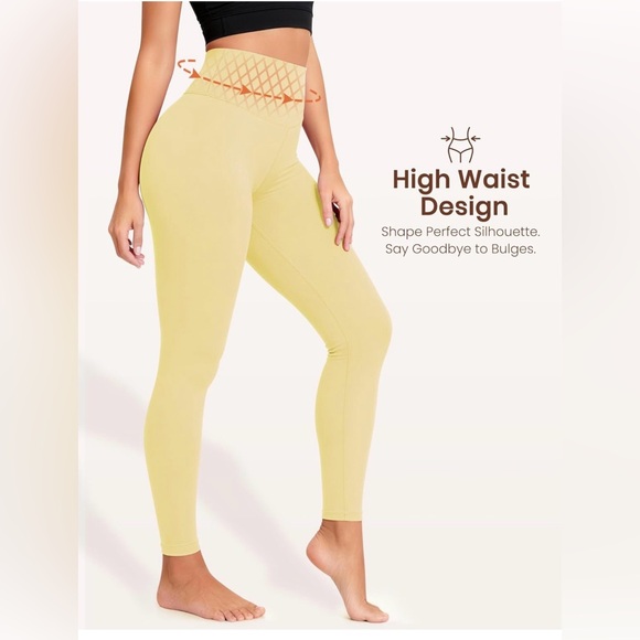 Butter Yellow Yoga Leggings - Picture 2 of 4